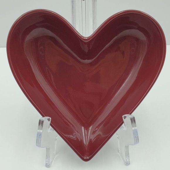 Simple Additions by The Pampered Chef Red Heart Shaped Dish Red Trinket Dish - Picture 3 of 5